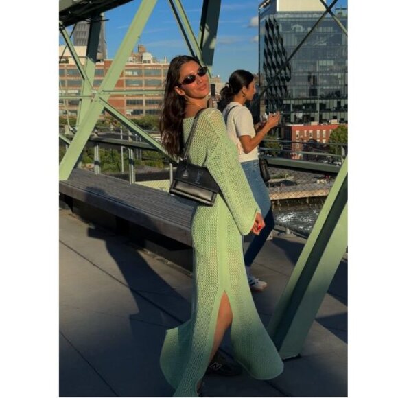 Young Fabulous & Broke Santorini Crochet Maxi Dress S Beach Cover up Green NEW - Picture 1 of 13